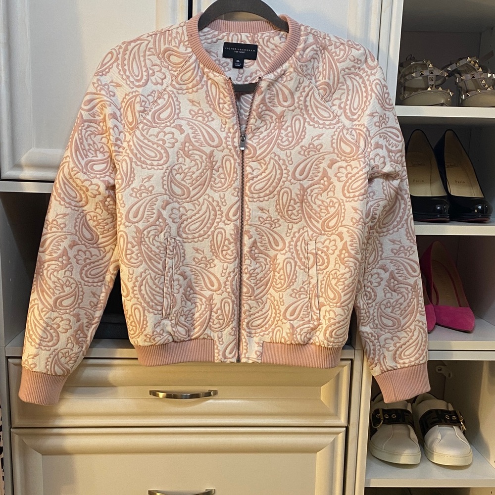Victoria Beckham for Target Blush Paisley Bomber Jacket. - Picture 1 of 5